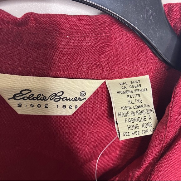 Eddie Bauer raspberry pink 100% linen button down shirt women’s size XL Petite - Picture 3 of 6